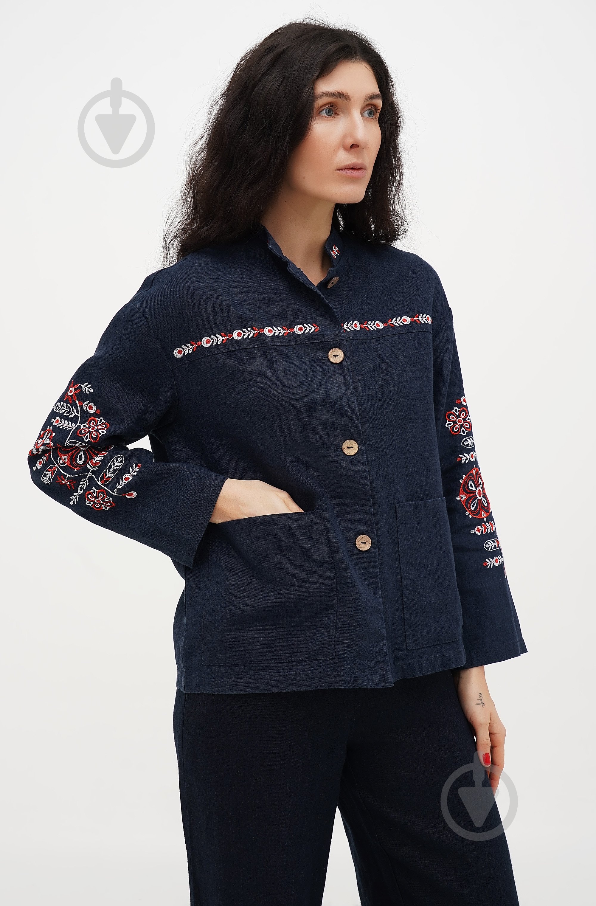 Жакет Галерея льону Флейта р.XL синій - фото 1 Жакет Галерея льону Флейта р.XL синій - фото 1