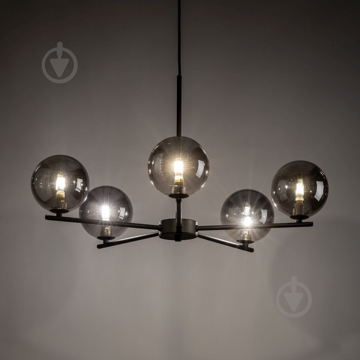 Люстра потолочная LIGHT SET LARA 5728 5x15 Вт E27 графит/черный - фото 2