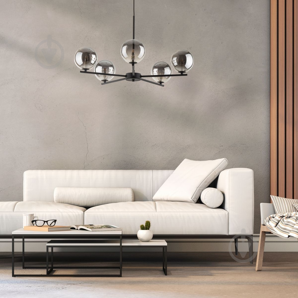 Люстра потолочная LIGHT SET LARA 5728 5x15 Вт E27 графит/черный - фото 3