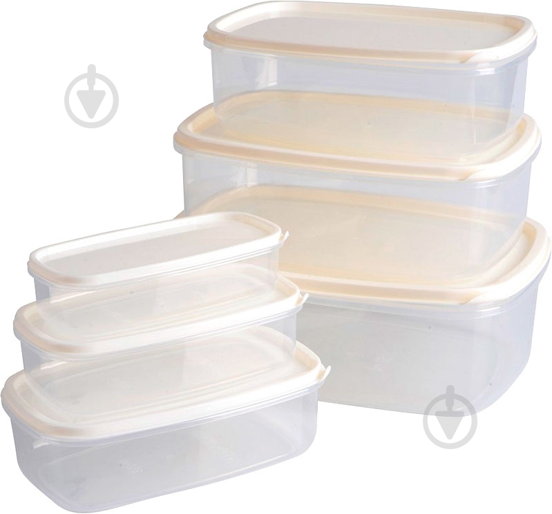 Контейнер харчовий Violet House 0496 light cream набір 6 шт. - фото 2 Контейнер харчовий Violet House 0496 light cream набір 6 шт. - фото 2