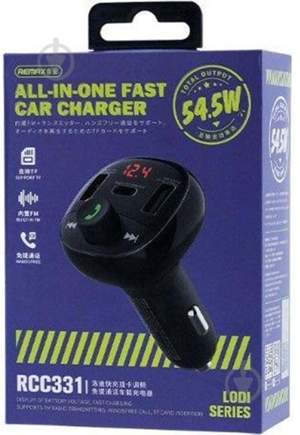 FM-модулятор Remax Lodi Series 2XUSB+Type-C 3A Black (RCC331) - фото 5 FM-модулятор Remax Lodi Series 2XUSB+Type-C 3A Black (RCC331) - фото 5
