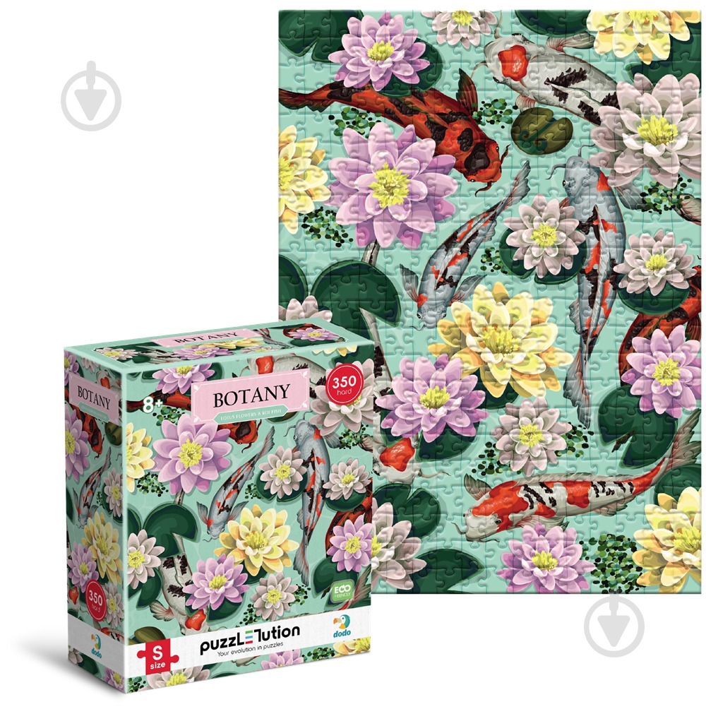 Пазл DoDo Hard-S Квіти лотоса та рибки коропи коі 350 елементів 300612 - фото 2 Пазл DoDo Hard-S Квіти лотоса та рибки коропи коі 350 елементів 300612 - фото 2
