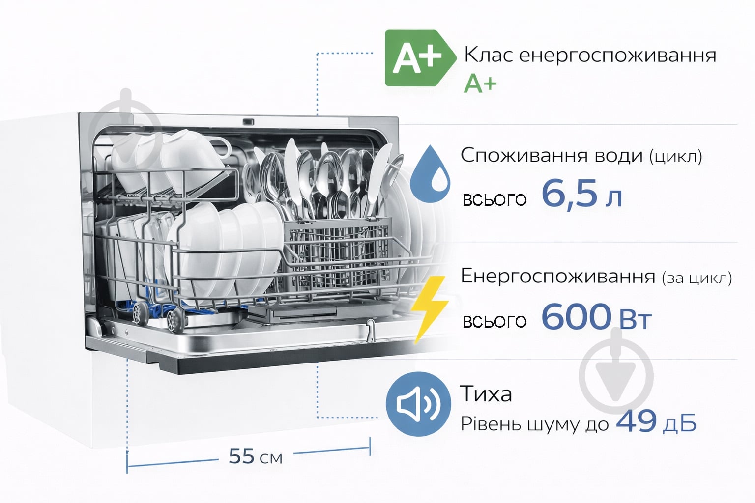 Посудомийна машина Midea MCFD55S460Wi - фото 3