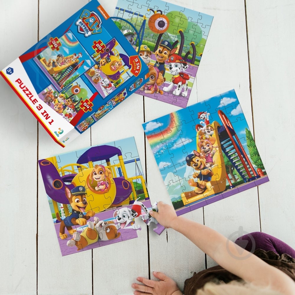 Пазли DoDo 3 в 1 Paw Patrol. Ігровий майданчик на 25, 36, 54 елементи 200578 - фото 7 Пазли DoDo 3 в 1 Paw Patrol. Ігровий майданчик на 25, 36, 54 елементи 200578 - фото 7