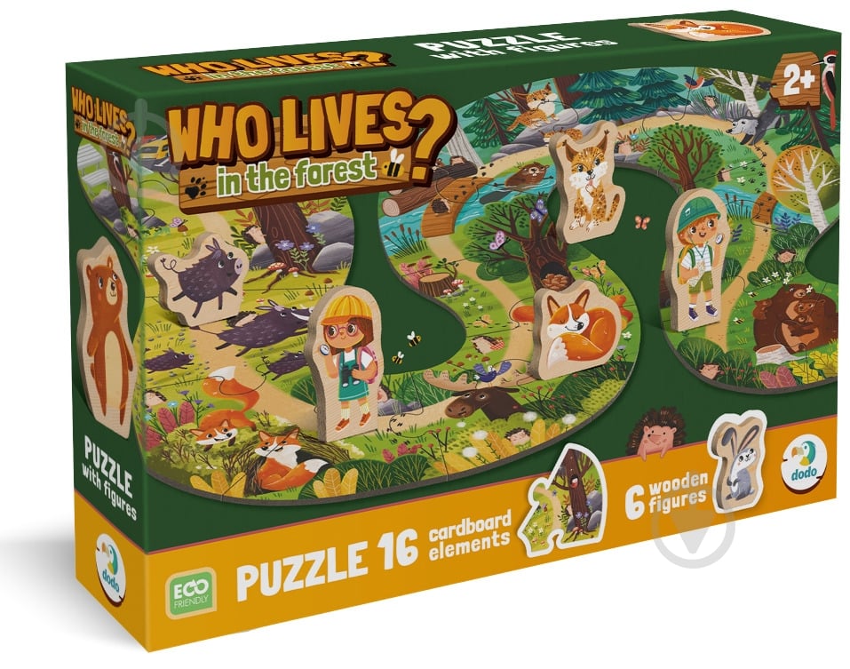 Пазл DoDo Хто живе в лісі? 16 елементів 300608 - фото 1 Пазл DoDo Хто живе в лісі? 16 елементів 300608 - фото 1