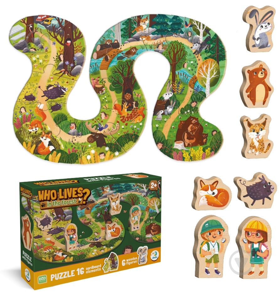 Пазл DoDo Хто живе в лісі? 16 елементів 300608 - фото 2 Пазл DoDo Хто живе в лісі? 16 елементів 300608 - фото 2