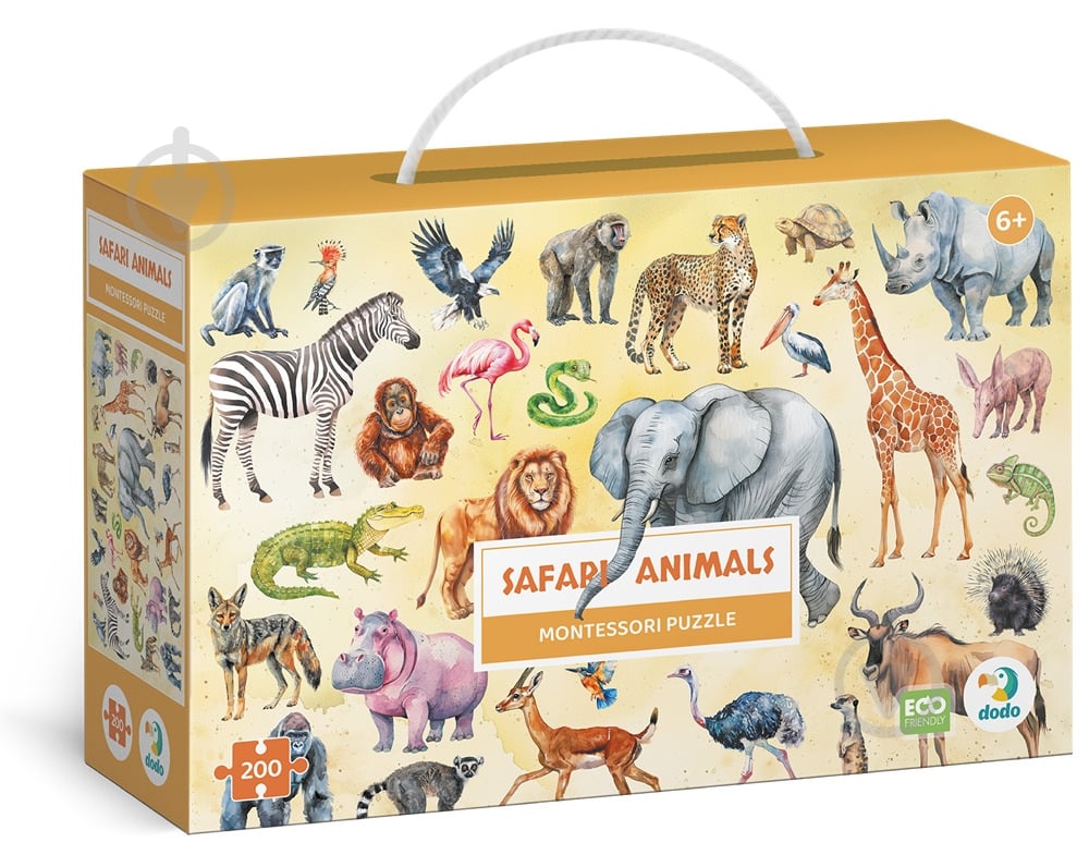 Пазл DoDo Монтессорі Тварини Сафарі, 200 елементів 300628 - фото 1 Пазл DoDo Монтессорі Тварини Сафарі, 200 елементів 300628 - фото 1
