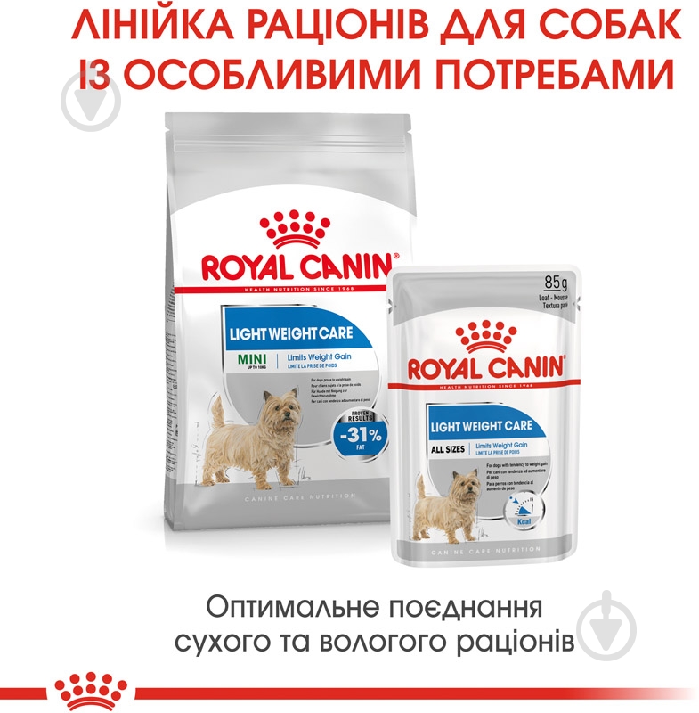 Корм влажный для взрослых собак для всех пород Royal Canin LIGHT WEIGHT CARE (Ол Сайзес Лайт Вейт Кер), пауч, 85 г 85 г - фото 6
