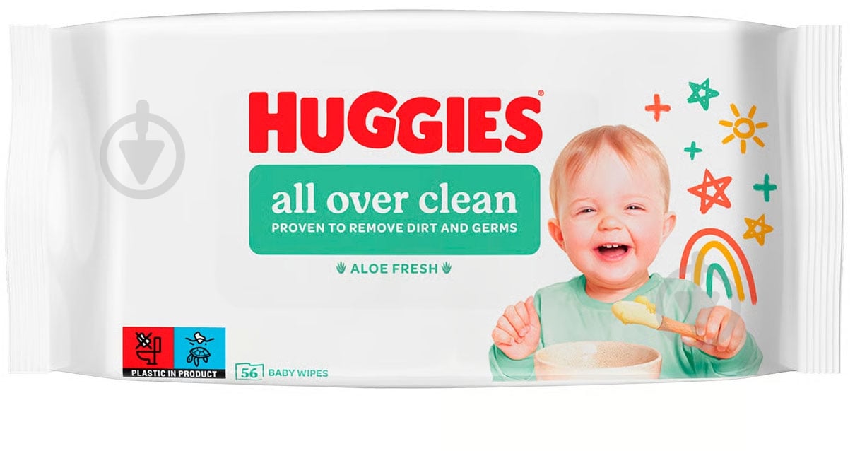Дитячі вологі серветки Huggies Аll Over Clean 56 шт. - фото 1