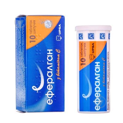 Ефералган з вітаміном С №10 таблетки шипучі 330 мг/200 мг - фото 1 Ефералган з вітаміном С №10 таблетки шипучі 330 мг/200 мг - фото 1