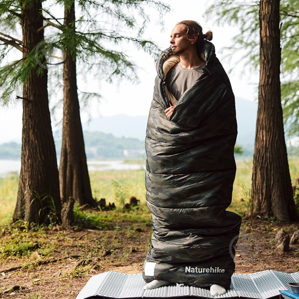 Спальний мішок Naturehike M320 CNK2350WS023, зелений камуфляж, правий (+1°C/+15°C) - фото 5 Спальний мішок Naturehike M320 CNK2350WS023, зелений камуфляж, правий (+1°C/+15°C) - фото 5