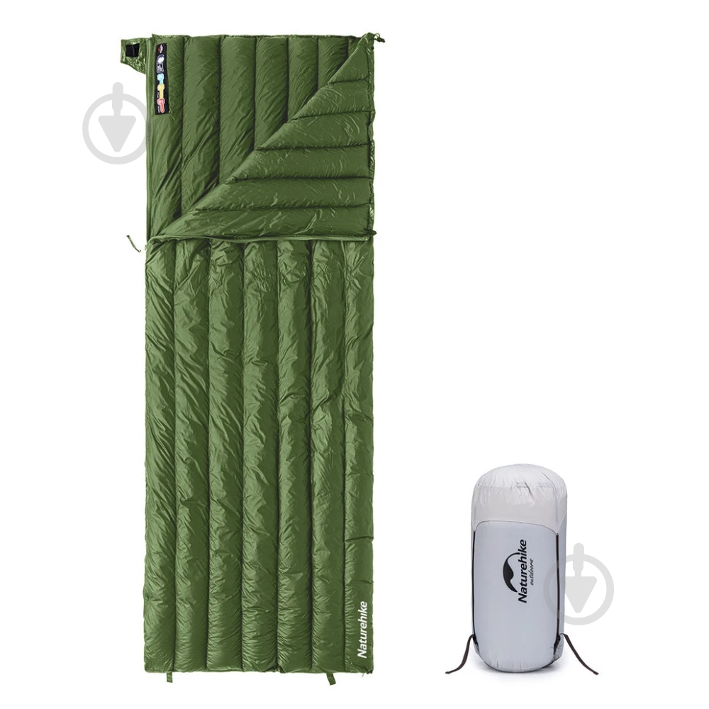 Спальний мішок Naturehike з натуральним пухом CWM295 CNK2300SD013, зелений (+11°C/-8°C) - фото 1