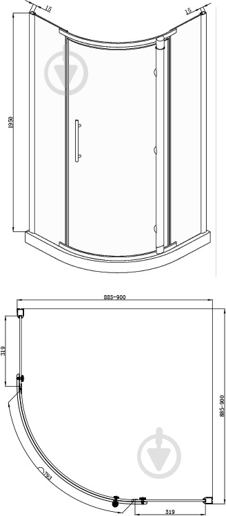 Душова кабіна Bravat Black Line 90x90 см - фото 8