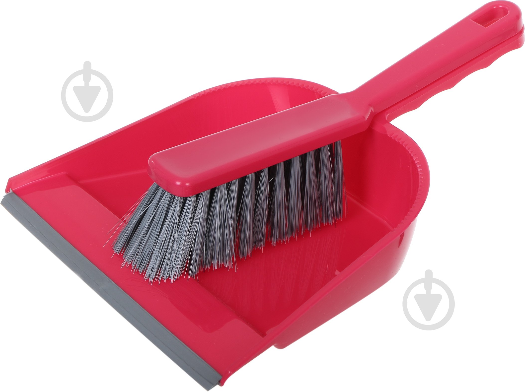 Совок зі щіткою ручка 12 см York червоний - фото 1