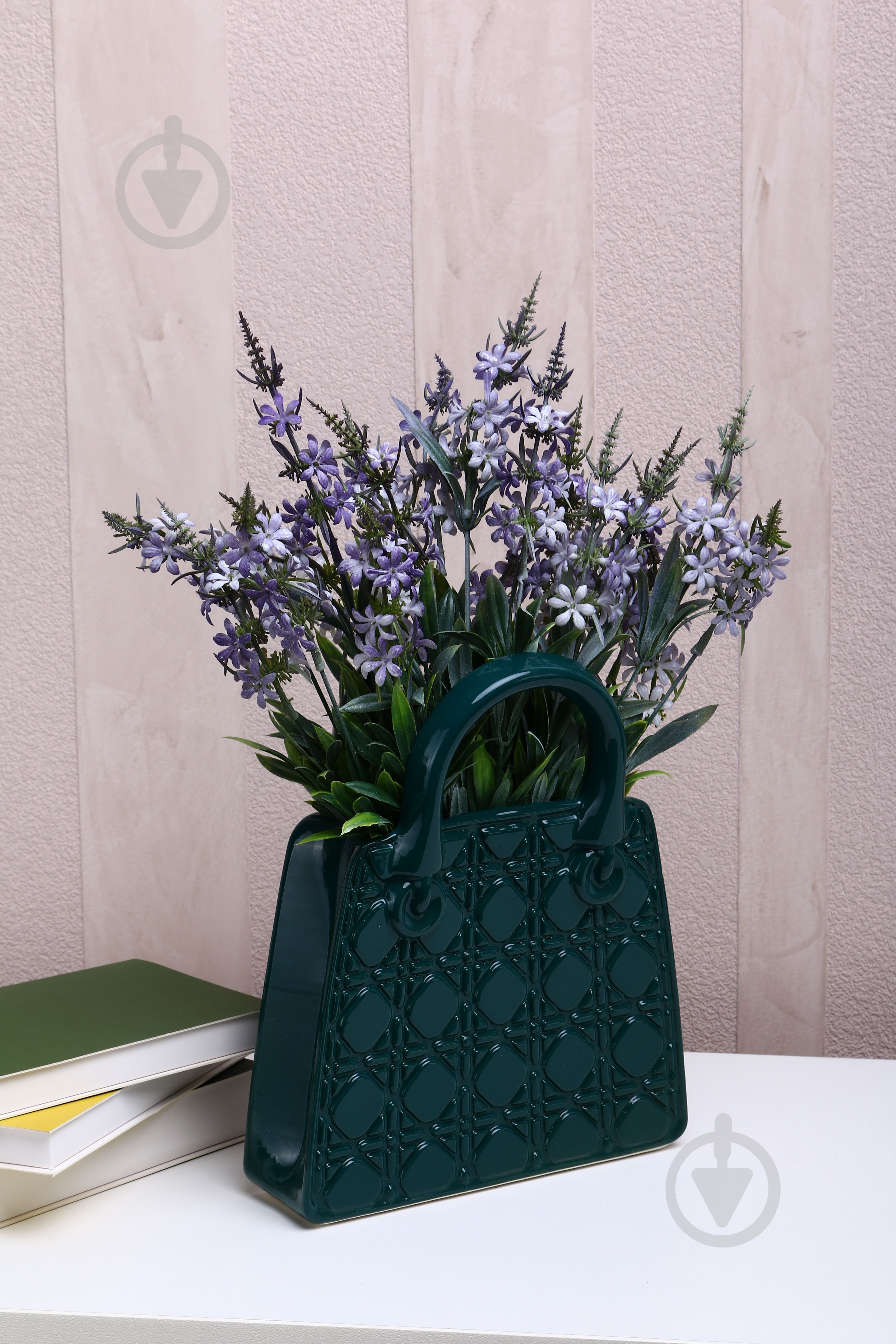 Ваза керамическая Сумка 26 см зеленая - фото 6