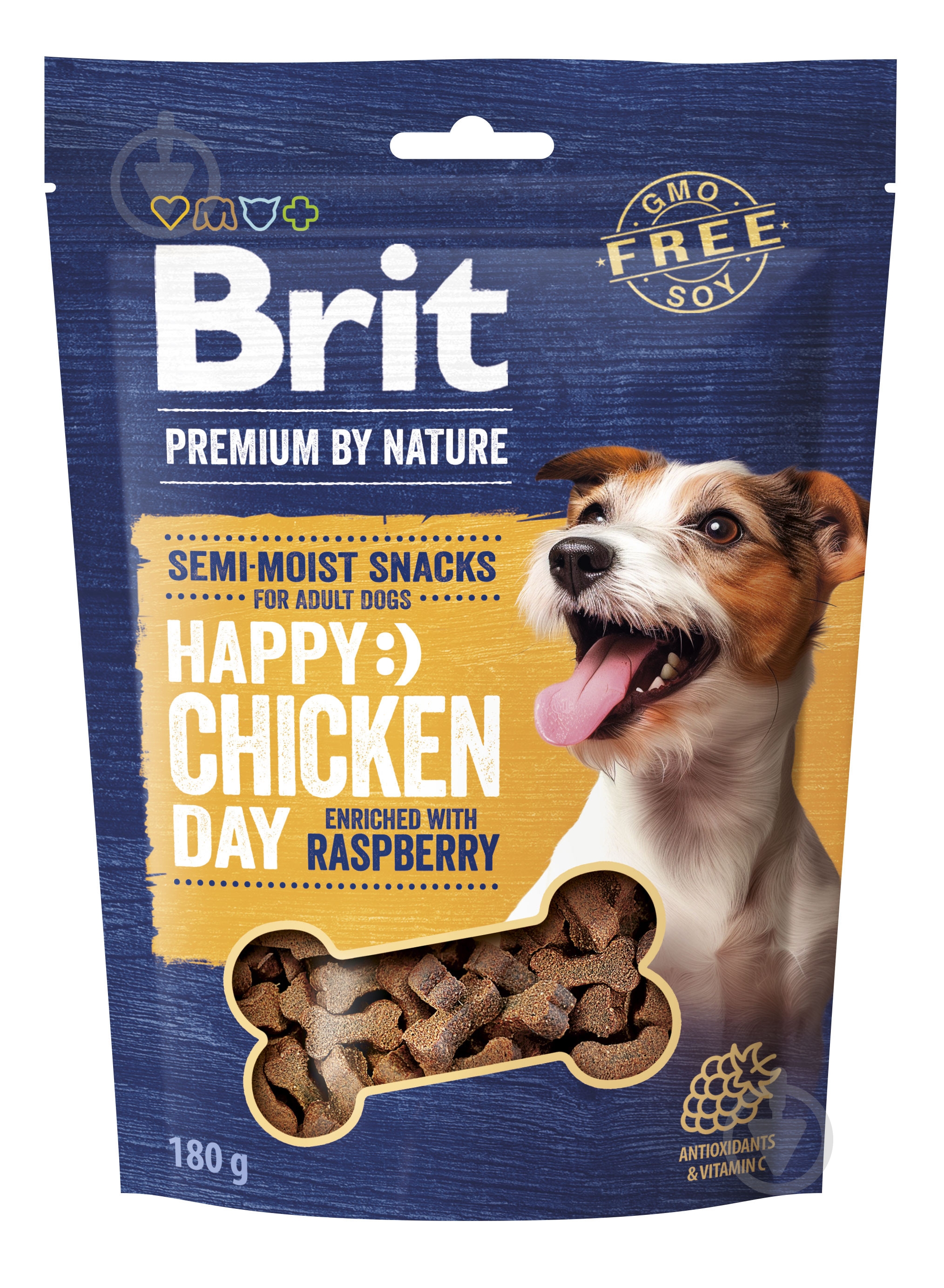 Ласощі Brit Premium Semi-moist Snacks Chicken with Raspberry напіввологі з куркою і малиною 180 г - фото 1 Ласощі Brit Premium Semi-moist Snacks Chicken with Raspberry напіввологі з куркою і малиною 180 г - фото 1