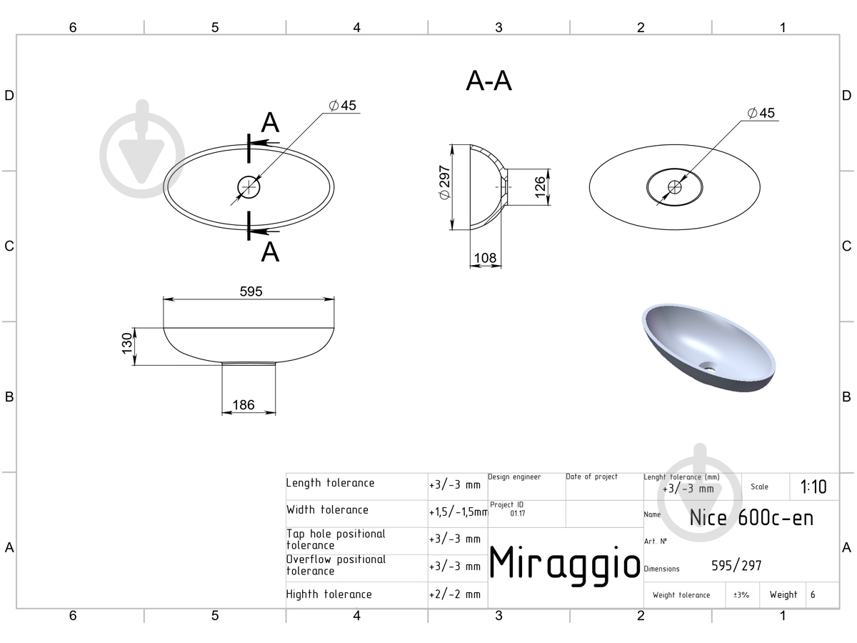 Умывальник мебельный Miraggio NICE - фото 6