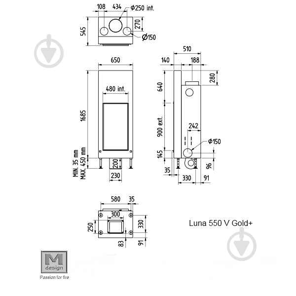 Топка для камина Luna 550V GOLD+ - фото 5 Топка для камина Luna 550V GOLD+ - фото 5
