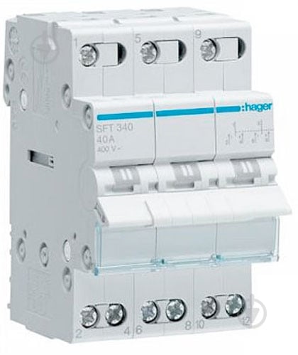 Переключатель Hager I-0-II 3P 40А 3М SFT340 - фото 1 Переключатель Hager I-0-II 3P 40А 3М SFT340 - фото 1