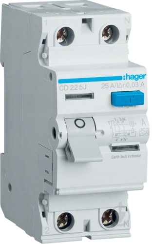 Дифференциальное реле Hager 2x25 A 30 mA A 2м CD225J - фото 1