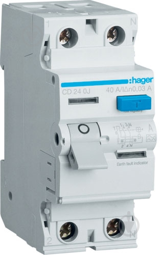 Дифференциальное реле Hager 2x40 A 30 mA A 2м CD240J - фото 1