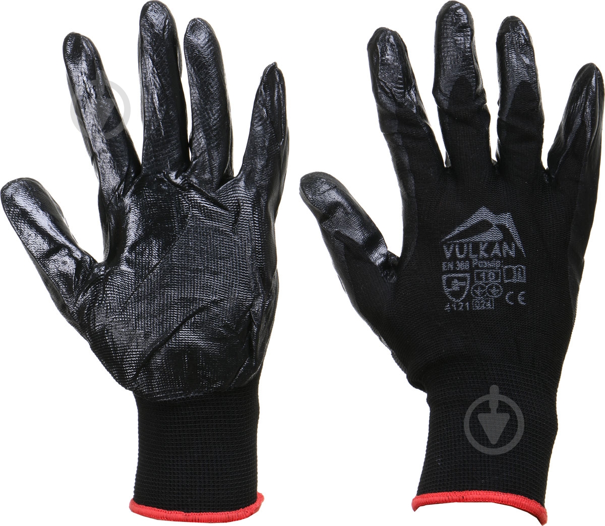 Перчатки Vulkan вампирки черные с покрытием латекс XL (10) 70482 - фото 1