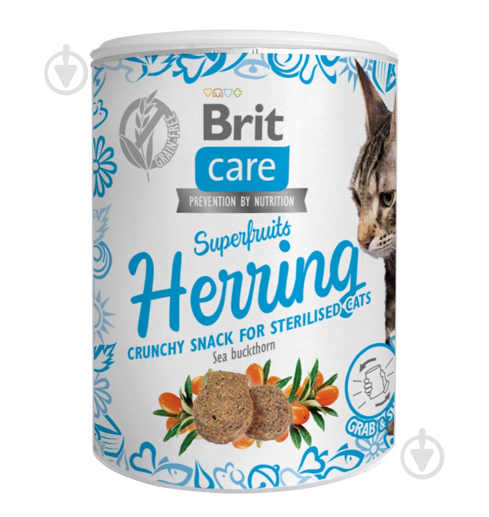 Ласощі Brit Care Superfruits Herring оселедець 100 г - фото 1 Ласощі Brit Care Superfruits Herring оселедець 100 г - фото 1