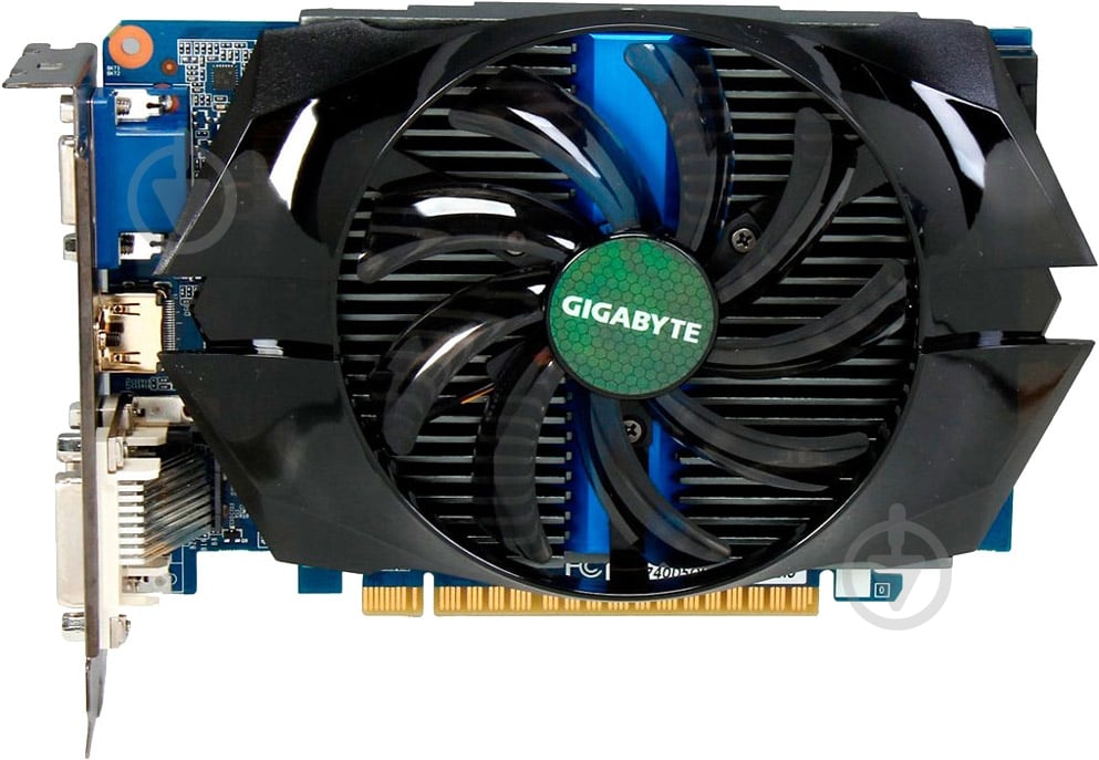 Відеокарта Gigabyte GeForce GT 740 2GB GDDR5 128bit (GV-N740D5OC-2GI) - фото 1 Відеокарта Gigabyte GeForce GT 740 2GB GDDR5 128bit (GV-N740D5OC-2GI) - фото 1