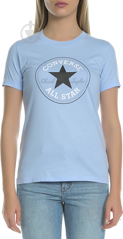Футболка Converse CORE SOLID CHUCK PATCH CREW 10001124-457 р.S блакитний - фото 1