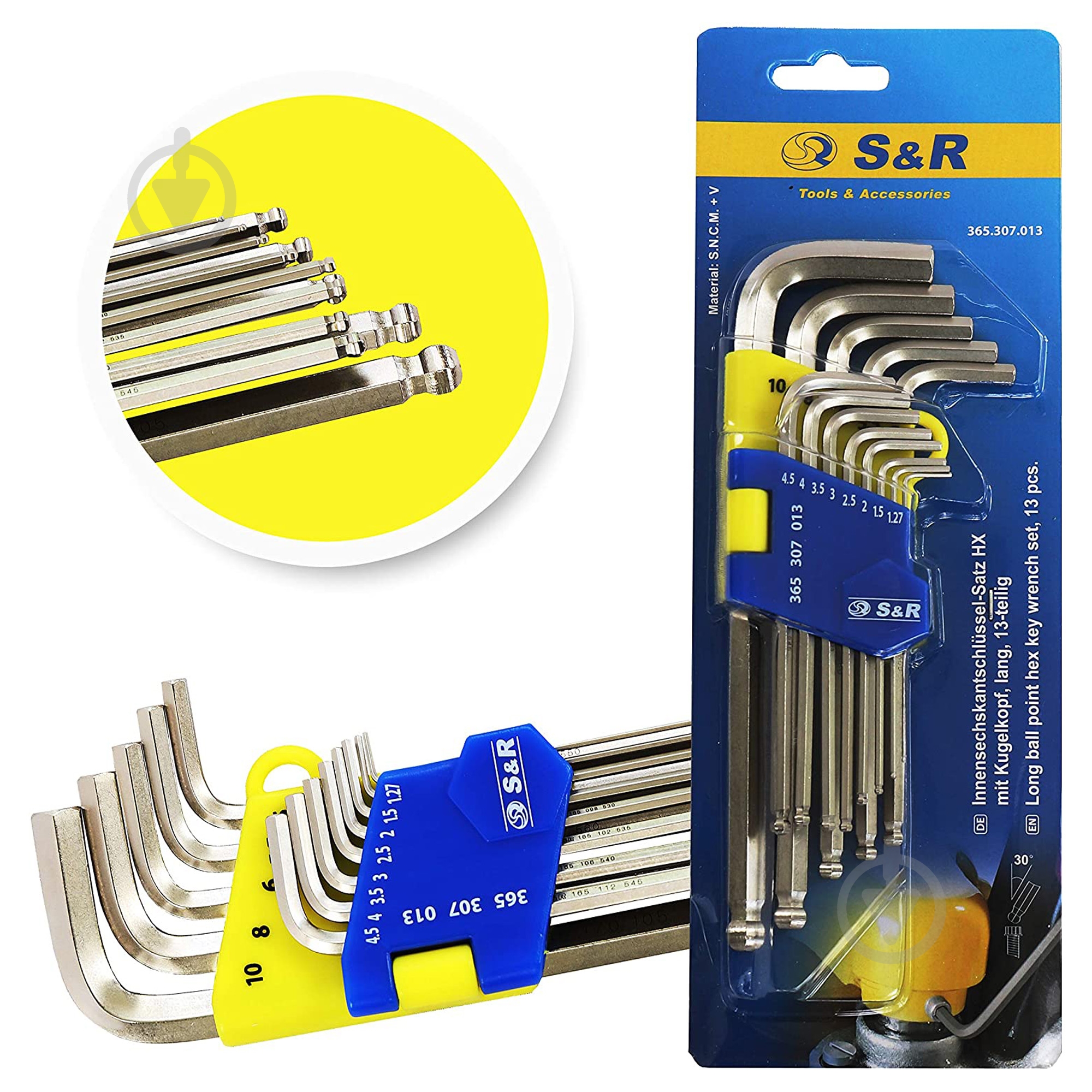 Набір ключів шестигранних S&R HEX (1,27 - 10.0) 13 шт. 365307013 - фото 2 Набір ключів шестигранних S&R HEX (1,27 - 10.0) 13 шт. 365307013 - фото 2