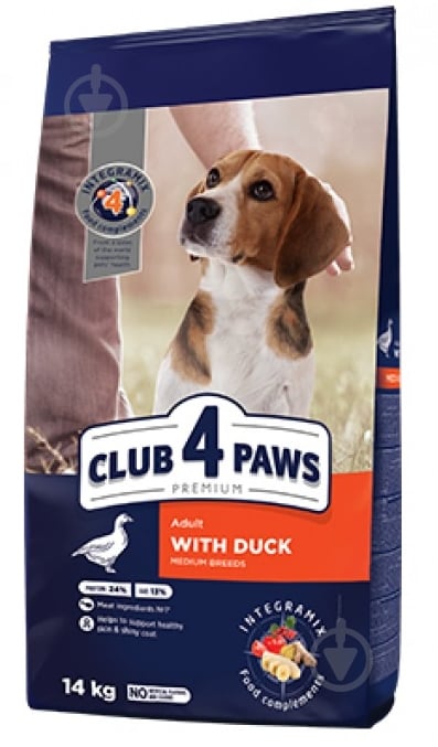Корм сухий для середніх порід Club 4 Paws Premium з качкою 14 кг - фото 1