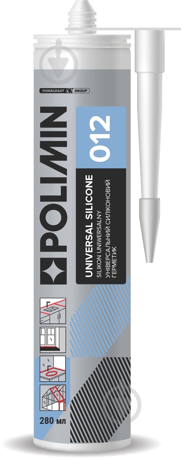 Герметик силиконовый Polimin UNIVERSAL SILICONE 012 прозрачный 280 мл - фото 1