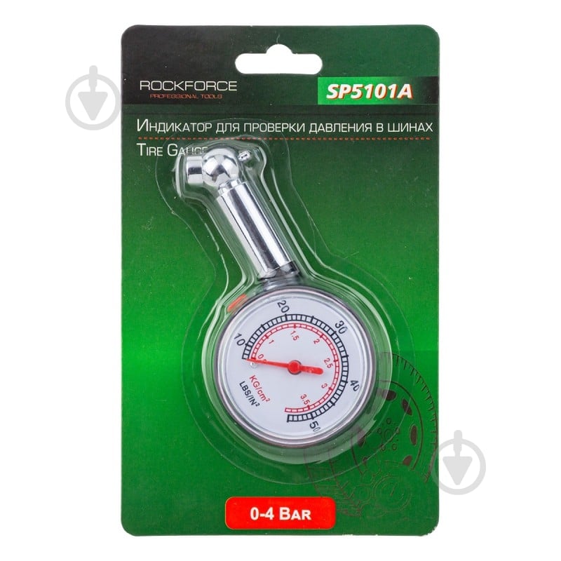Манометр шинный ROCKFORCE (0-4 Bar) - фото 1