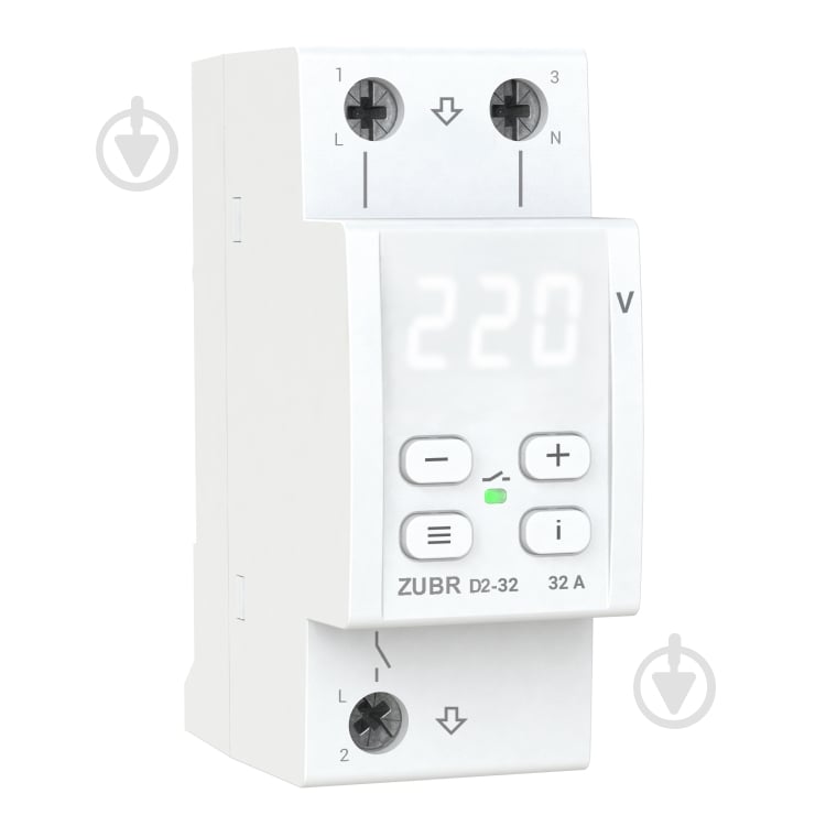 Реле напруги ZUBR D2-32 з максимумом функцій (32 А, 7 000 ВА ) ZUBR D2-32 - фото 1