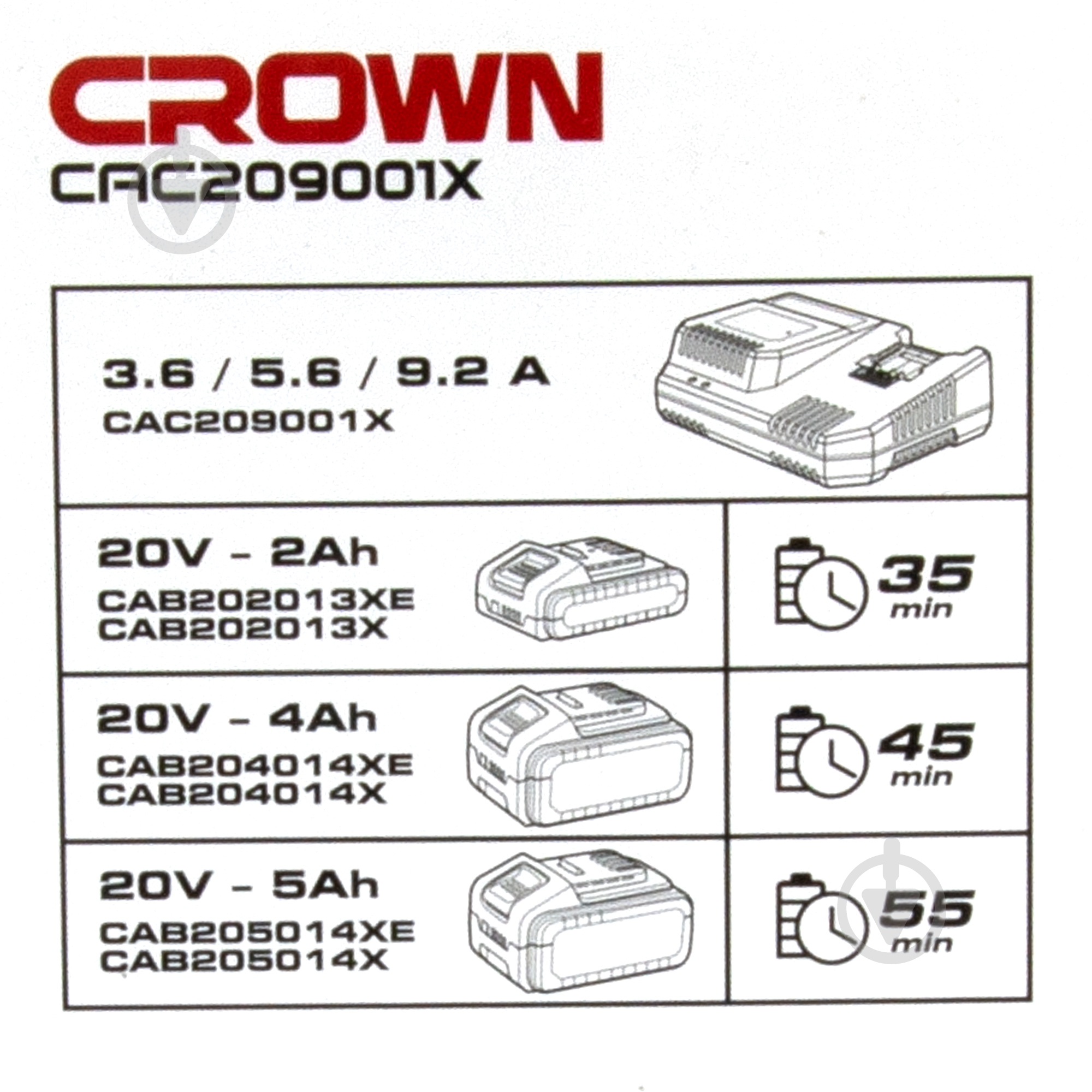 Зарядний пристрій Crown CAC209001X чорний - фото 2 Зарядний пристрій Crown CAC209001X чорний - фото 2