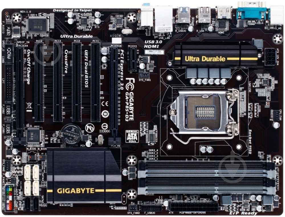 Материнская плата Gigabyte GA-P85-D3 (Socket 1150, Intel B85, ATX) - фото 1