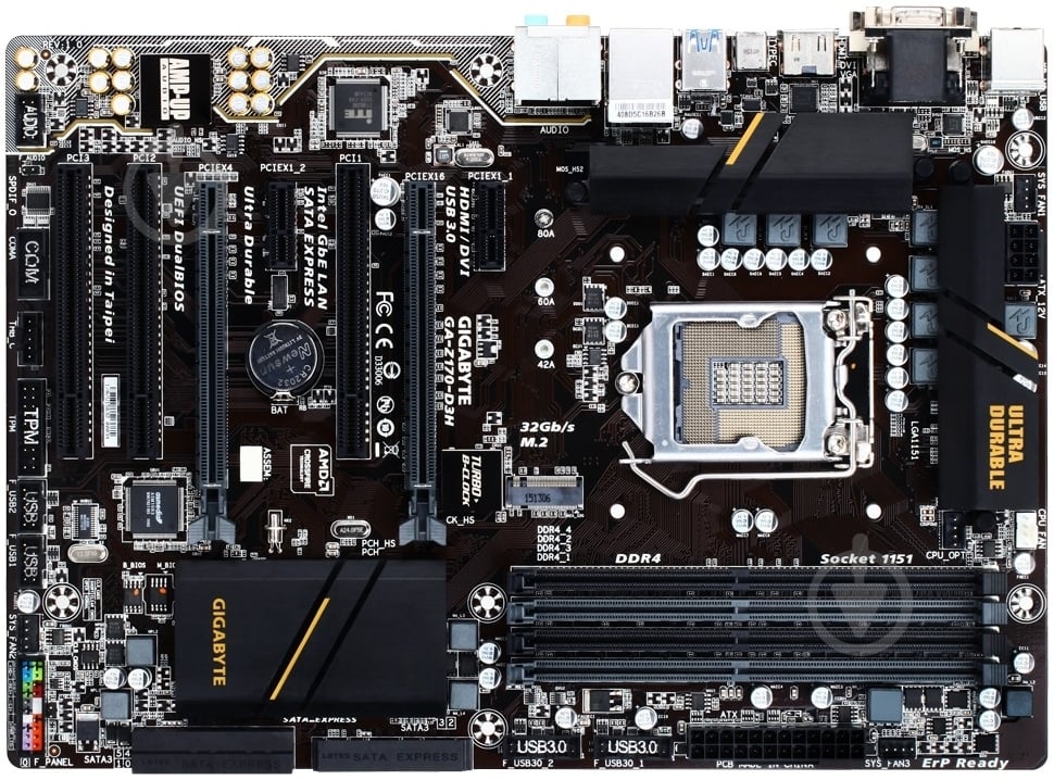 Материнская плата Gigabyte GA-Z170-D3H (Socket 1151, Intel Z170, ATX) - фото 1 Материнская плата Gigabyte GA-Z170-D3H (Socket 1151, Intel Z170, ATX) - фото 1