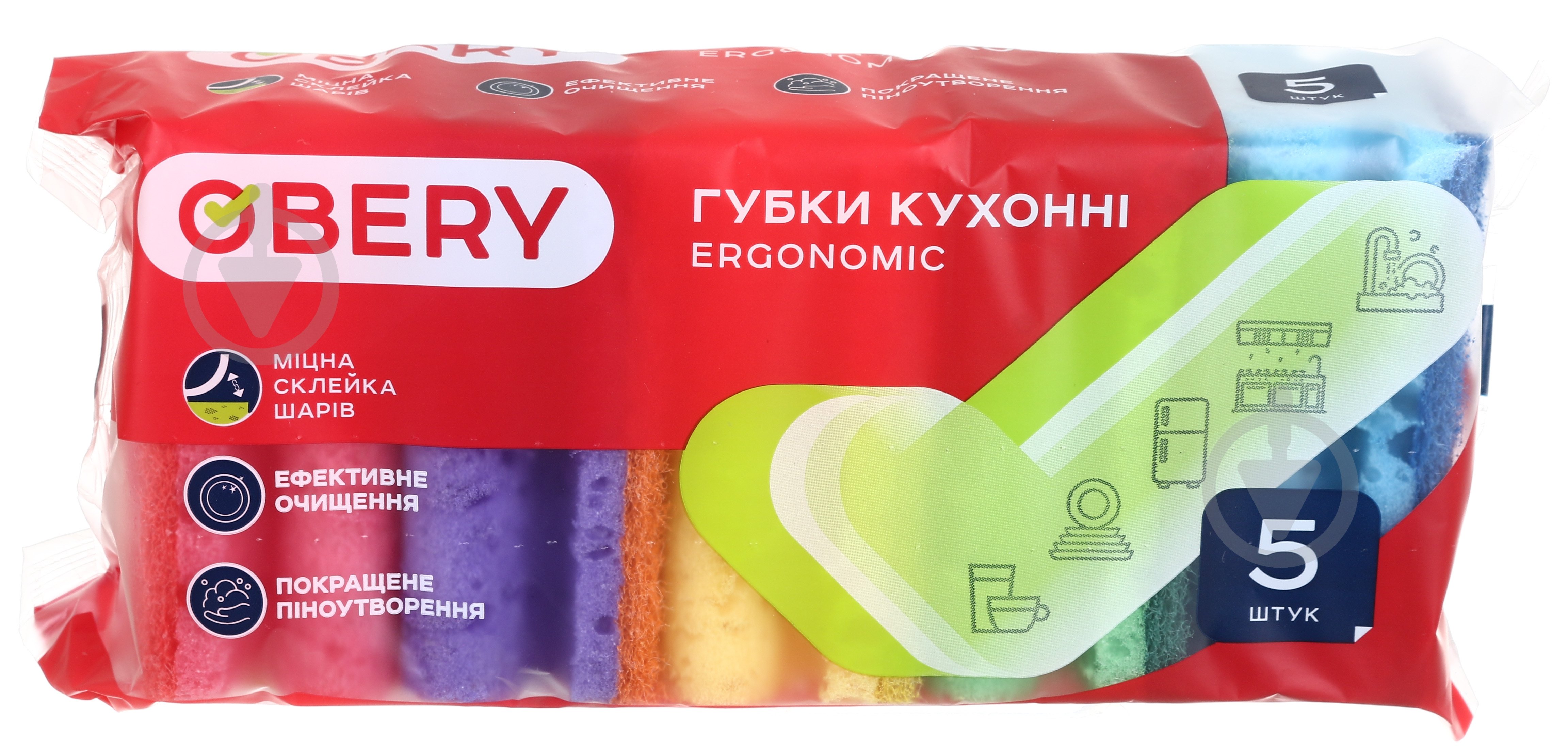 Губка для кухні OBERY ERGONOMIC 5 шт. - фото 2