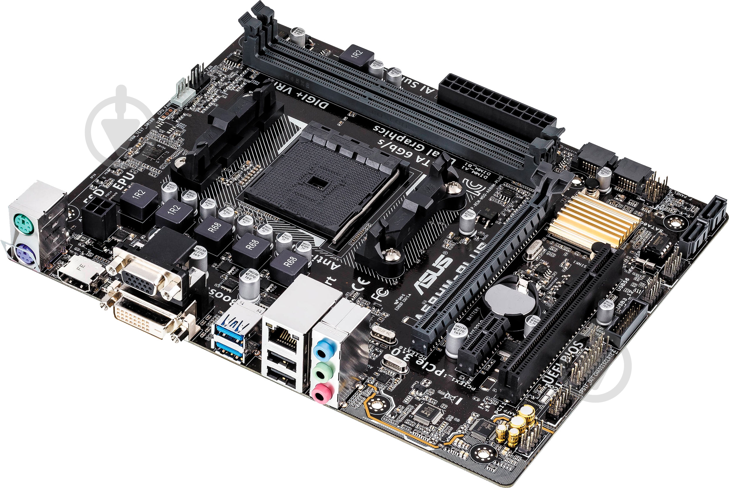 Материнская плата Asus A68HM-PLUS (Socket FM2+, AMD A68H, mirco ATX) - фото 2 Материнская плата Asus A68HM-PLUS (Socket FM2+, AMD A68H, mirco ATX) - фото 2