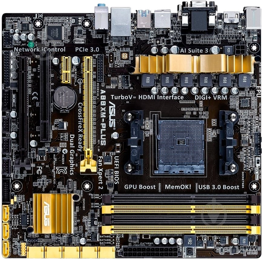 Материнская плата Asus A88XM-PLUS (Socket FM2+, AMD A88X, mirco ATX) - фото 1