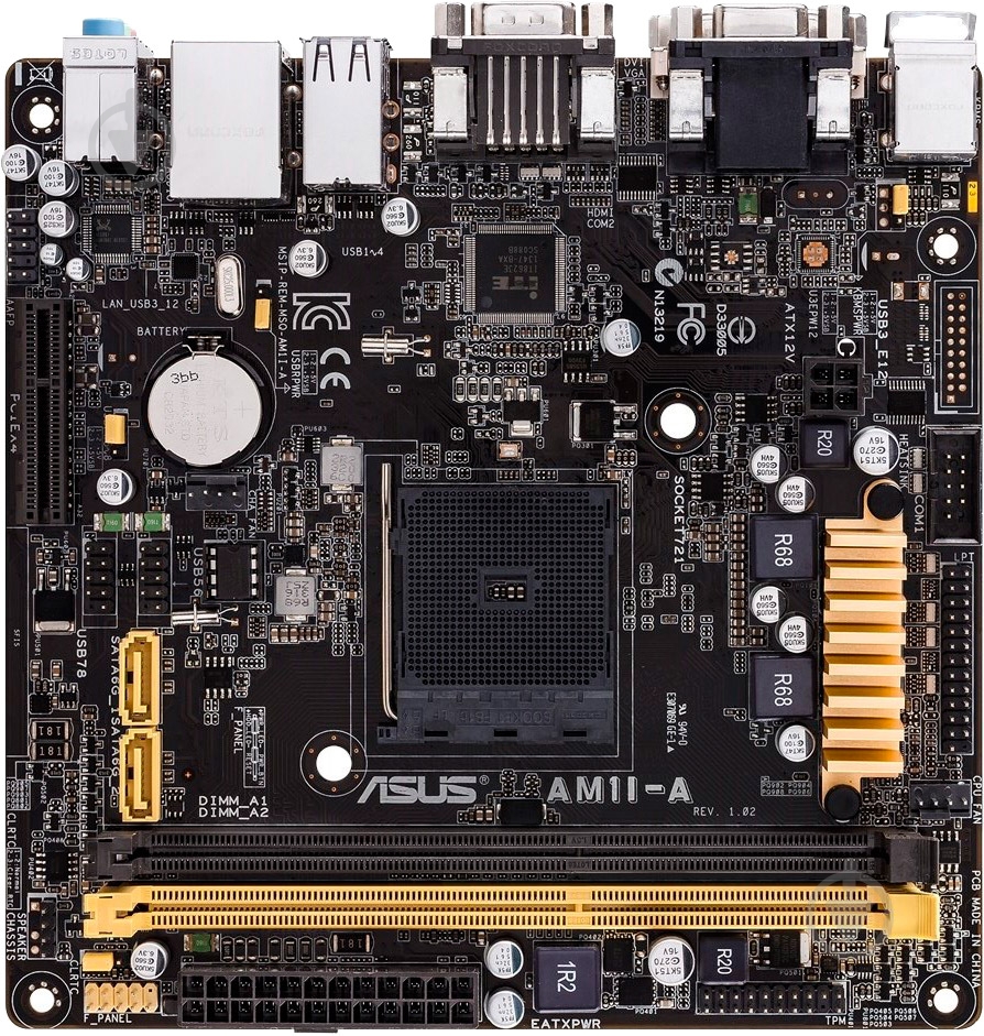 Материнская плата Asus AM1I-A (Socket AM1, mini ITX) - фото 1 Материнская плата Asus AM1I-A (Socket AM1, mini ITX) - фото 1