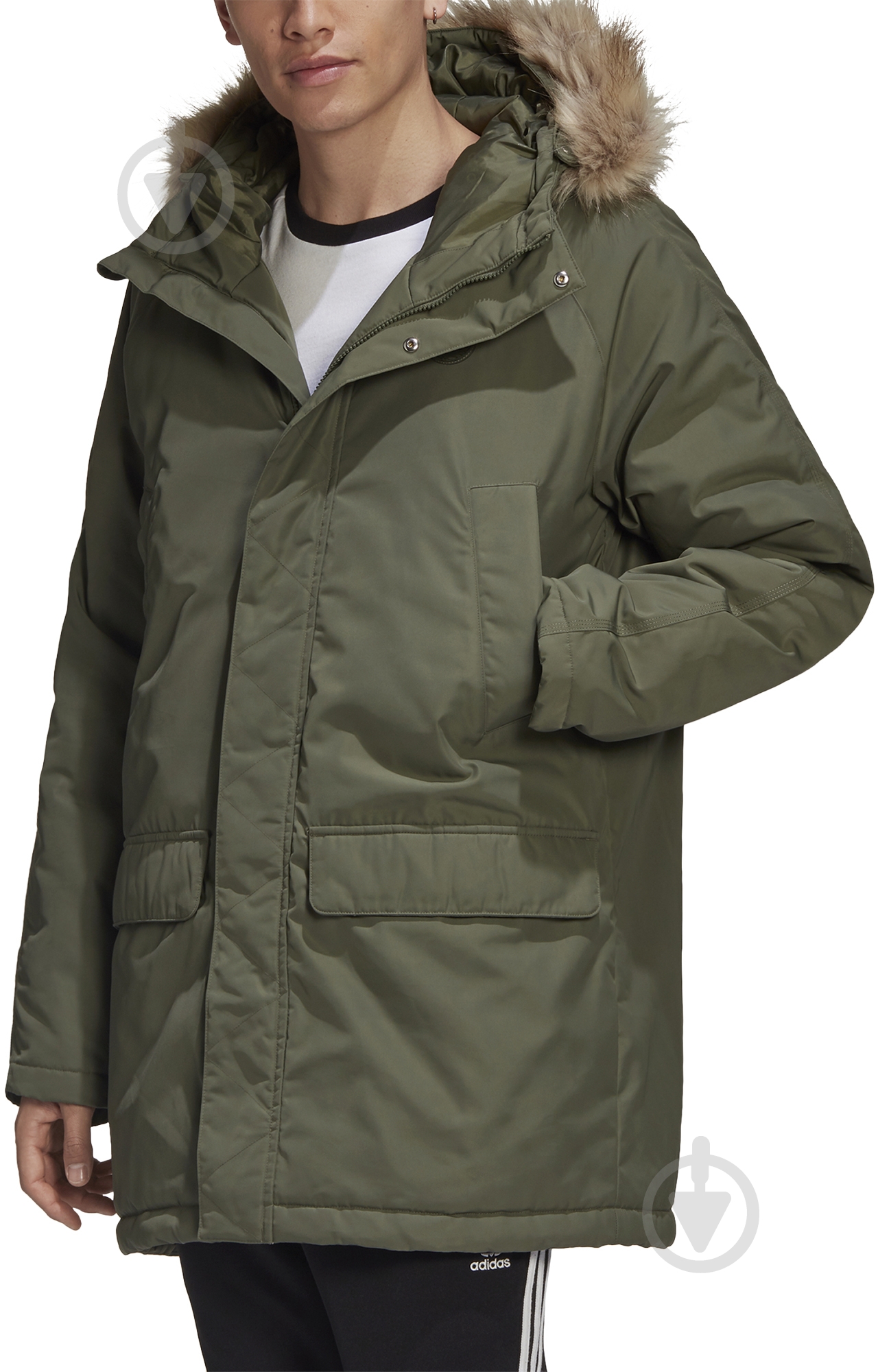 Куртка Adidas PAD FUR PARKA GE1313 р.L оливковая - фото 1