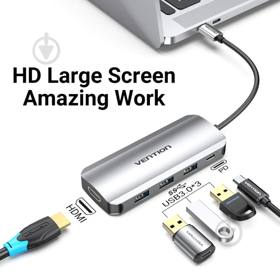 Док-станция Vention THFHB silver (THFHB) - фото 3 Док-станция Vention THFHB silver (THFHB) - фото 3