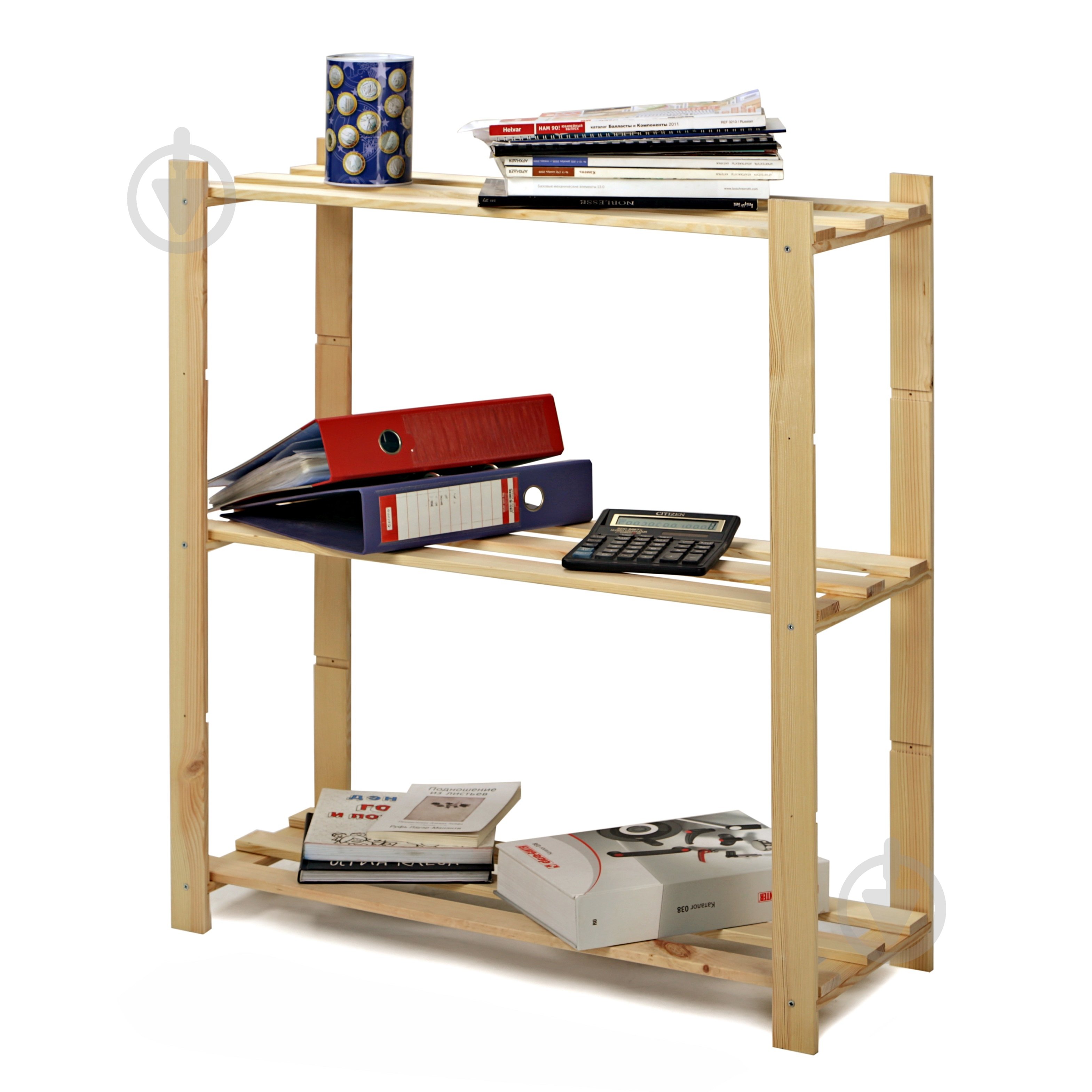 Стеллаж 900x800x300 мм DDK Furniture дуб дерево полки 3 шт. без покрытия - фото 1