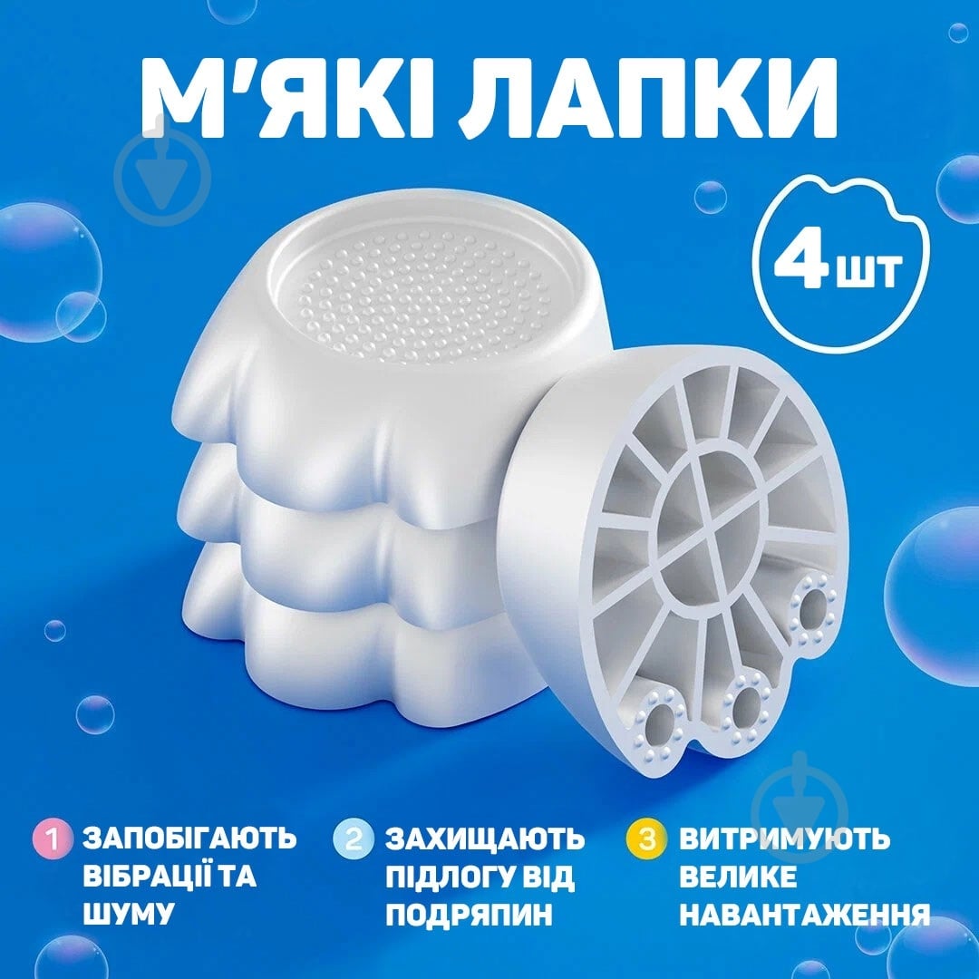 Антивібраційні підставки Savitel під пральну машину білі 71133 - фото 2