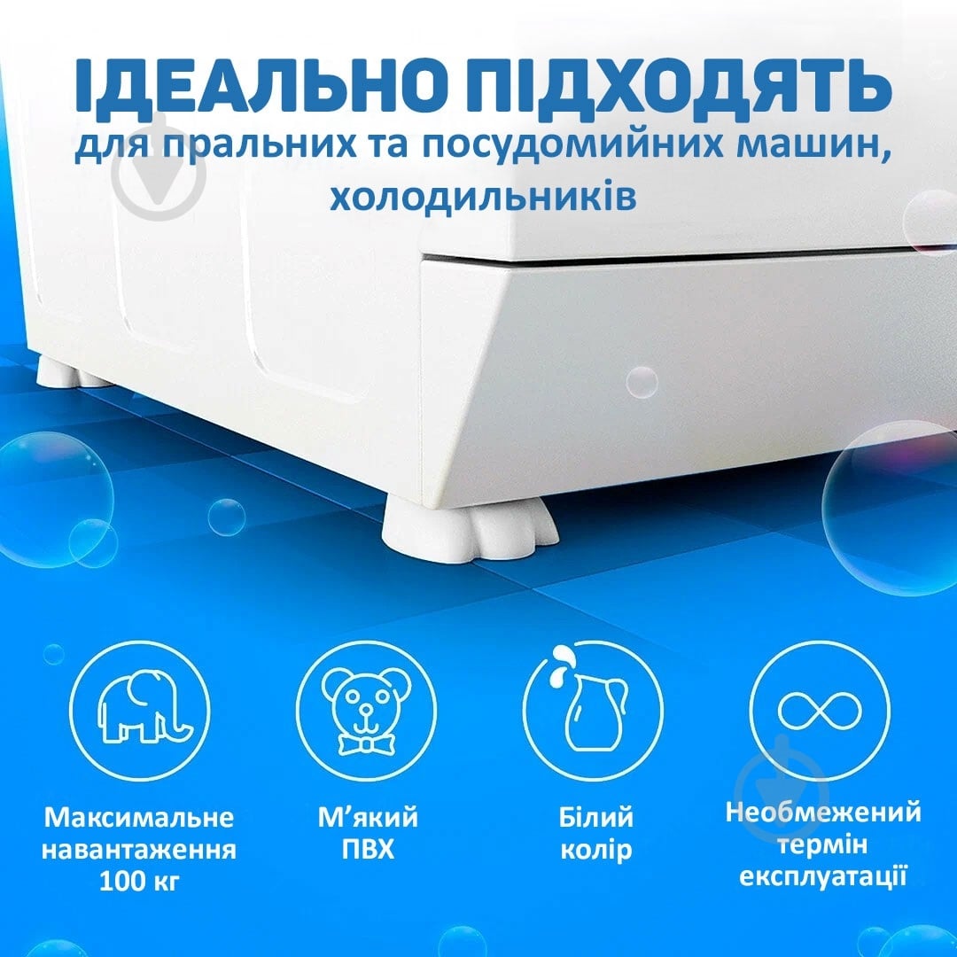 Антивібраційні підставки Savitel під пральну машину білі 71133 - фото 3