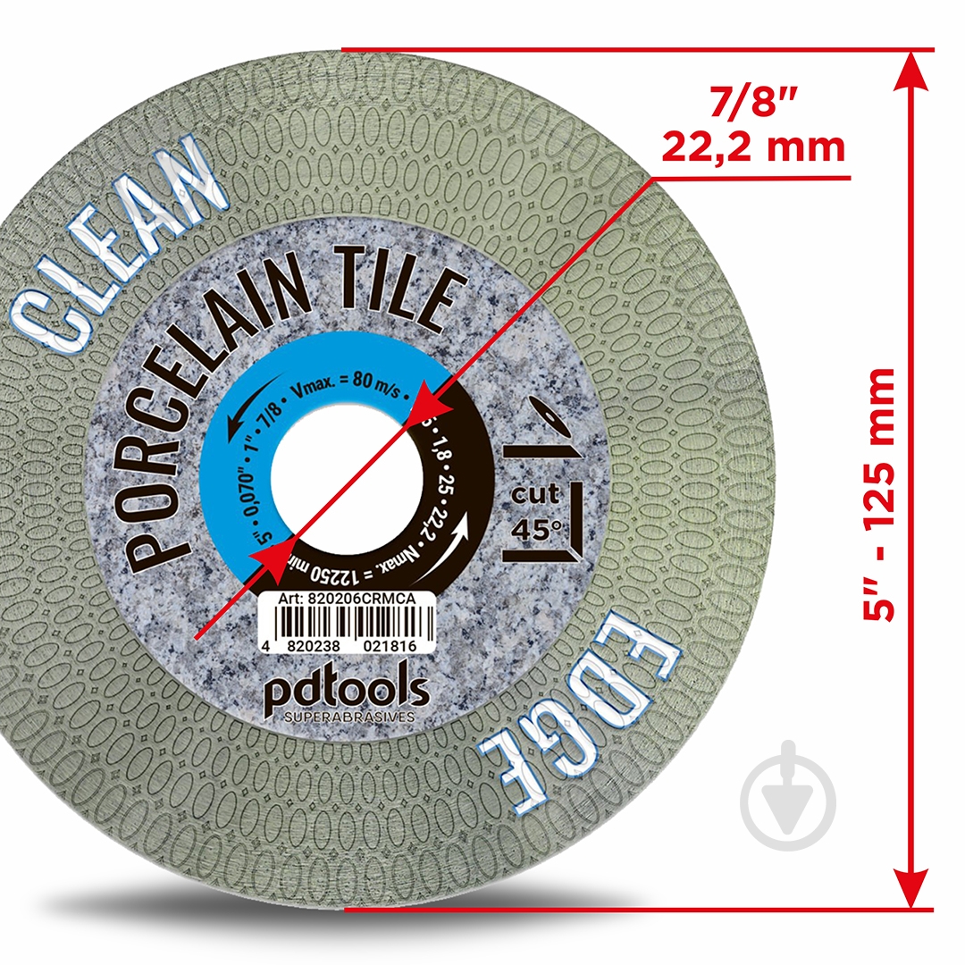 ᐉ Диск алмазный отрезной PDTools CLEAN EDGE 125x1,8x22,23