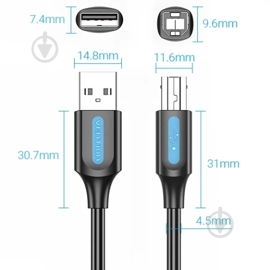 Кабель Vention 2 м черный (COQBH) - фото 3