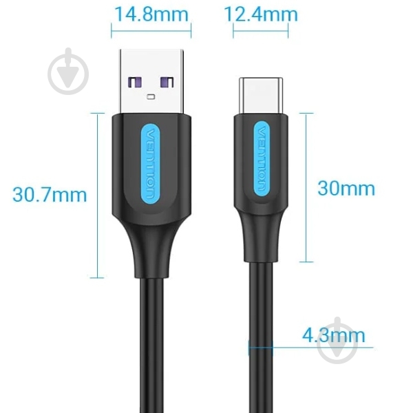 Кабель Vention 0,5 м чорний (CORBD) - фото 4