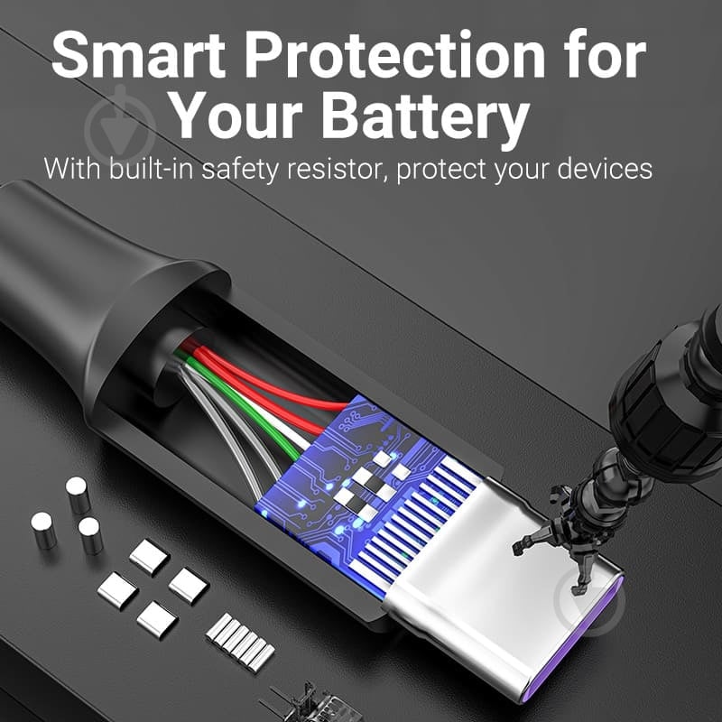 Кабель Vention 0,5 м чорний (CORBD) - фото 8